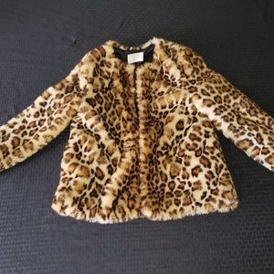 ♡♡SOLD♡♡Faux fur leopard print girls coat